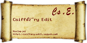 Csiffáry Edit névjegykártya
